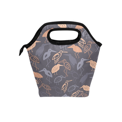 

Lunch Tote Bag Pink Bird Travel Picnic Insulated Lunch Handbags Portable Zipper Lunch Bag Box