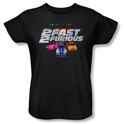 

5 Fast 2 Furious 2003 Action Movie Racing Cars Logo Womens T-Shirt Tee