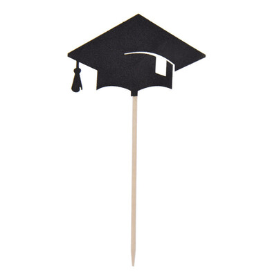

UpperX 30 Pcs Bachelor Hat Cap Cupcake Toppers Graduation Party Grad Decorations Supplies Congrats Graduate