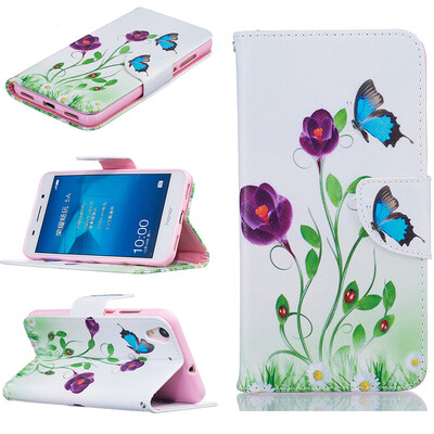 

Blue butterfly Design PU Leather Flip Cover Wallet Card Holder Case for HUAWEI Honor 5A/Y6 II