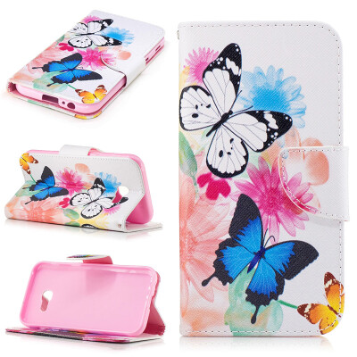 

Two Butterflies Design PU Leather Flip Cover Wallet Card Holder Case for Samsung Galaxy A5 2017