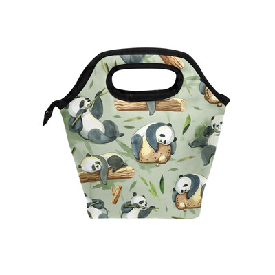 

Insulated Lunch Tote Bag Cute Pandan Travel Picnic Lunch Handbags Portable Zipper Lunch Bag Box
