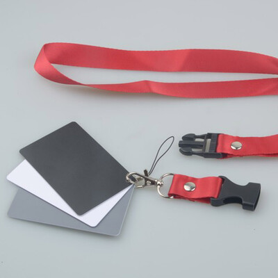 

3 in 1 Pocket-Size Digital White Black Grey Balance Cards 18 Gray Card with Neck Strap for Digital Photography