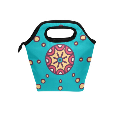 

Insulated Lunch Tote Bag Circle Pattern Travel Picnic Lunch Handbags Portable Zipper Lunch Bag Box