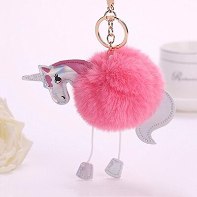 

Outdoor Cute Pom Unicorn Fur Ball Keychains Pendant