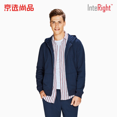 

INTERIGHT sweater mens hooded cardigan terry sweater coat dark blue