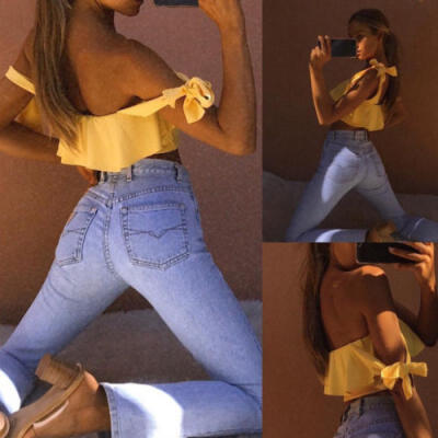 

Womens Sleeveless Blouse Blouse Ruffled Crop Tops Casual Loose Cotton T-Shirt