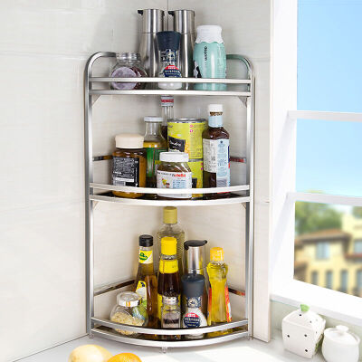 

Bao Youni kitchen racks can be hung seasoning rack stainless steel floor 3-story corner console spices storage box DQZWJ05