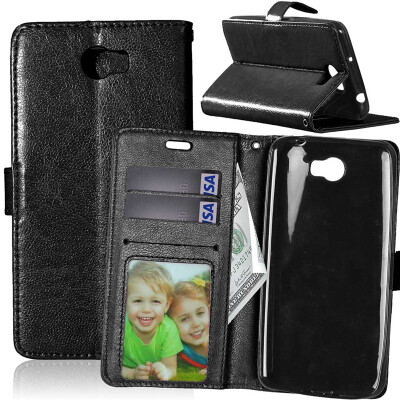 

Black Style Classic Flip Cover with Stand Function and Credit Card Slot for HUAWEI Y5 II