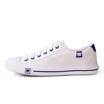 

Backrest warrior men&women spring&summer new canvas shoes men&women low to help couples small white shoes lace with casual shoes students flat floor shoes canvas WXY-709 white 37