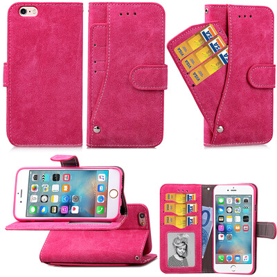 

Rose red Design PU Leather Flip Cover Wallet Card Holder Case for IPHONE 6 Plus /6S Plus