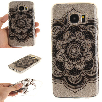 

Black sun flower Pattern Soft Thin TPU Rubber Silicone Gel Case Cover for SAMSUNG GALAXY S7 Edge