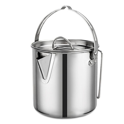 

12L Outdoor Hanging Pot Stainless Steel Camp Cup Camping Soup Coffee Pot Foldable Handle Water Kettle with Cover