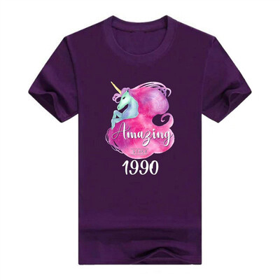 

28th Birthday Gift Unicorn Tshirt Amazing Since 1990 Tee