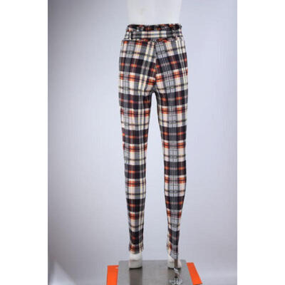 

UK Womens High Waist Paperbag Cigaratte Christmas Plaid Trousers Ladies Pants