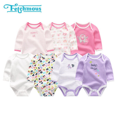 

7PCS Long Sleeve Cotton 0-12M Baby Boys Clothes Newborn Unicorn Print Baby Girls Clothes Cartoon Bodysuits One-Pieces Babywear