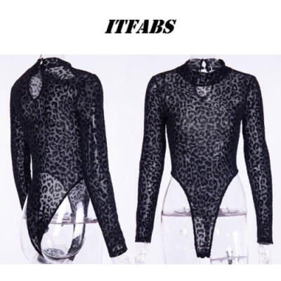 

Womens Long Sleeve Turtle Neck Lace Bodycon Party Bodysuit Jumpsuit Leotard Tops