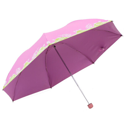 

Jingdong Supermarket] Paradise umbrella UPF50 + matte velvet color silk screen two-color flower three fold pencil sunny umbrella sun umbrella light blue 30069ELCJ