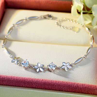 

JPF [meet] 925 silver bracelet female Korean version of the simple sweet jewelry silver jewelry artificial crystal jewelry birthday gift to send his girlfriend 3129