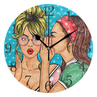 

Wall Clock Arabic Numerals Design Sexy Girls Talking Round