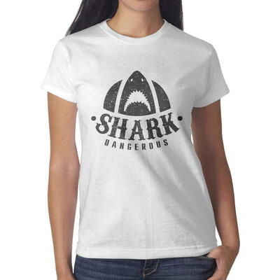 

3D Shark Teeth Girls White tee Shirt Cotton Interesting T-Shirts