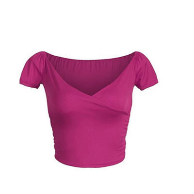 

Women Fashion Off Shoulder V-neck Blouse Crop Tops Party Tank T-shirt Clothes US