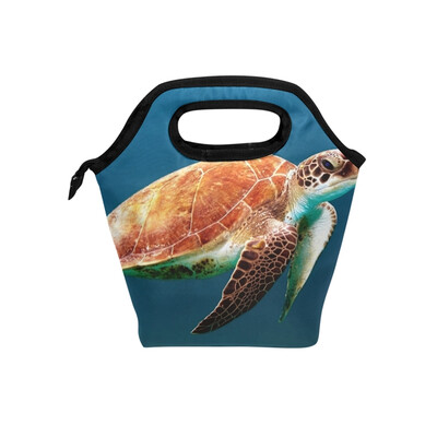 

Lunch Bag Sea Turtle Tote Travel Picnic Insulated Handbags Portable Zipper Lunch Bag Box