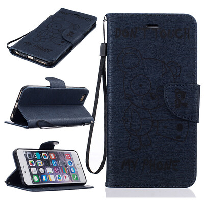 

Dark blue Bear Style Embossing Classic Flip Cover with Stand Function and Credit Card Slot for IPHONE 6 Plus/6S Plus