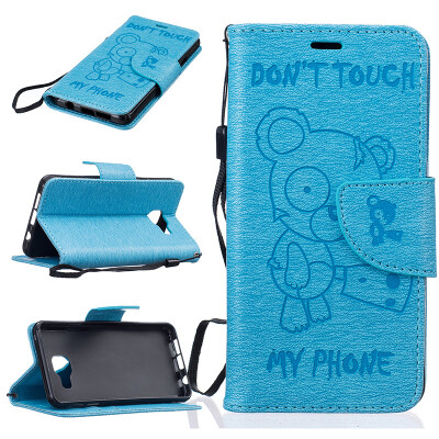 

Light blue Bear Style Embossing Classic Flip Cover with Stand Function and Credit Card Slot for SAMSUNG Galaxy A3 2016/A310