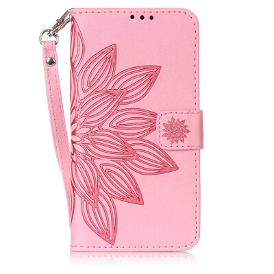 

Pink Flower Design PU Leather Flip Cover Wallet Card Holder Case for SAMSUNG J5