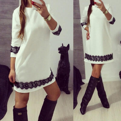 

UK Stock Women Lace Cocktail Dress Ladies Party Tunic Mini Dress Evening Dresses