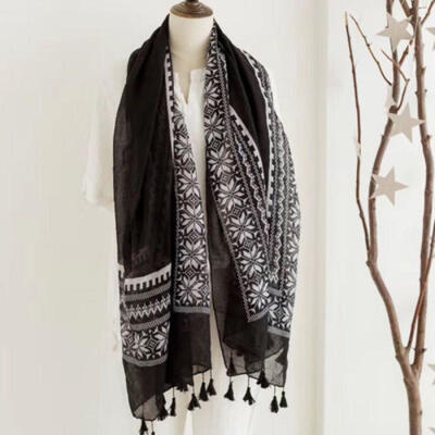 

New Stylish Women Lace Flower Hijab Vintage Shawl Long Scarf Scarves Stole Wrap