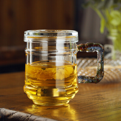 

Qigao Cup Glass Flower Fruit Cup with Filter Tea Leakage Cup 400ml With Heat-Resistant Glass Men&39s Tea Cup CK-301A