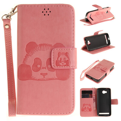 

Pink Panda Style Embossing Classic Flip Cover with Stand Function and Credit Card Slot for HUAWEI Y3 II