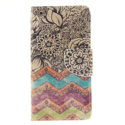 

Wave flower Design PU Leather Flip Cover Wallet Card Holder Case for Sony Xperia M2