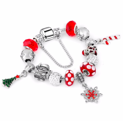 

Pandora Style 2018 Snowflake Charm Bracelet For Women DIY Crystal Beads fit Bracelets & Bangles Jewelry Christmas Gift