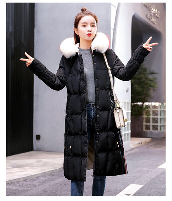 

Over the knee cotton clothing female 2018 winter loose long bread bread down jacket coat 90231