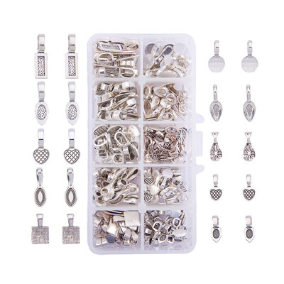 

PH PANDAHALL 1 Box Tibetan Style Glue-on Flat Pad Bails Pendant Cabochon Jewellery Findings