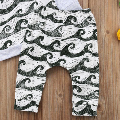 

Casual Newborn Baby Boys Outfits Long Sleeve Hooded Tops Long Pants Clothes Set