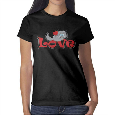

Women cat Lover cat Head International cat Day Cotton T-Shirt Short-Sleeve Lightweight tee