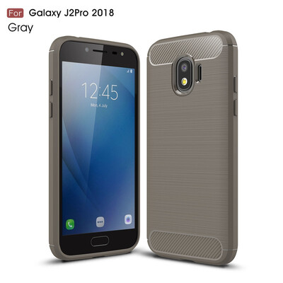 

Fivice Samsung Galaxy J2 Pro 2018 case Luxury brushed carbon fiber TPU soft shell