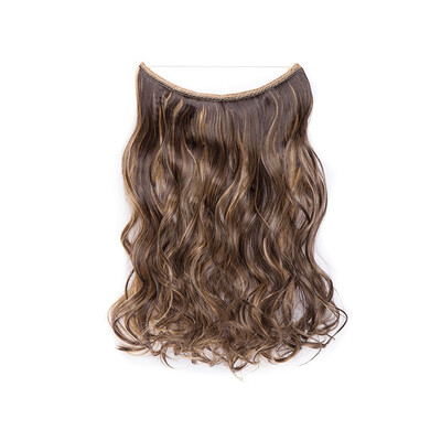 

Invisible Wire No Clips in Hair Extensions Secret Fish Line Hairpieces Silky Straight real natural Synthetic