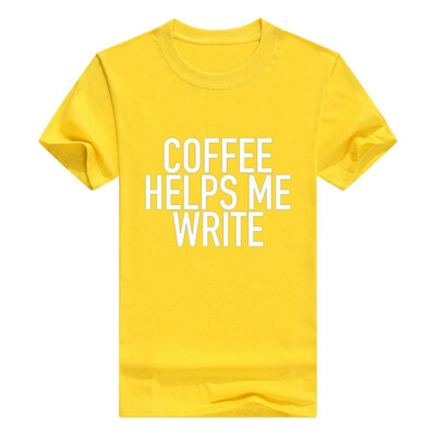 

Coffee Helps Me Write - Funny Writers Slogan Men Cotton T-Shirt