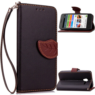 

Black Design PU Leather Flip Cover Wallet Card Holder Case for Alcatel OneTouch Pixi3 5.0