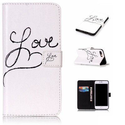 

Love Design PU Leather Flip Cover Wallet Card Holder Case for IPHONE 7 Plus