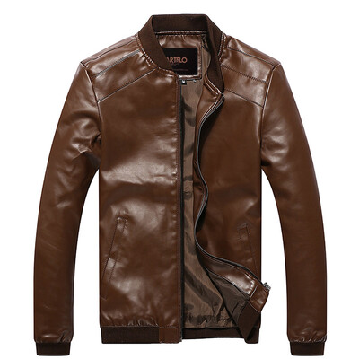 

(CARTELO) leather men's business casual men's self-cultivation PU leather jacket jacket 17066KE8707 coffee M