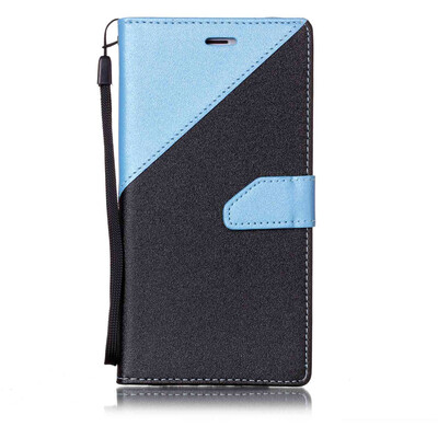 

Black + blue Design PU Leather Wallet Case Classic Flip Cover with Stand Function and Credit Card Slot for IPHONE 7 PLUS