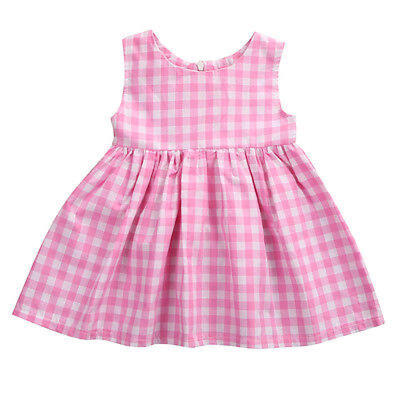 

Hot Summer Checked Casual Party Dresses Vest Cotton Clothes Princess Tutu Dress