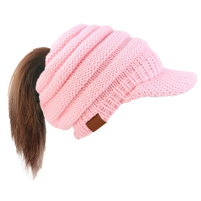

Womens Knit Baseball Cap Open Ponytail Hat Mens&Womens Cap Ski Sports Cap