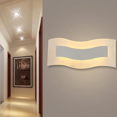 

Fashion Modern LED Wall Lamp White Acrylic Home Sconce Light for Hallway Bedroom Living Bedside Lights